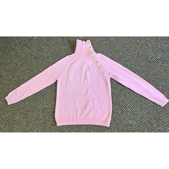 Lauren By Ralph Lauren Turtleneck Sweater Pink Gold Snap Buttons (Women's S/M) - Picture 3 of 9